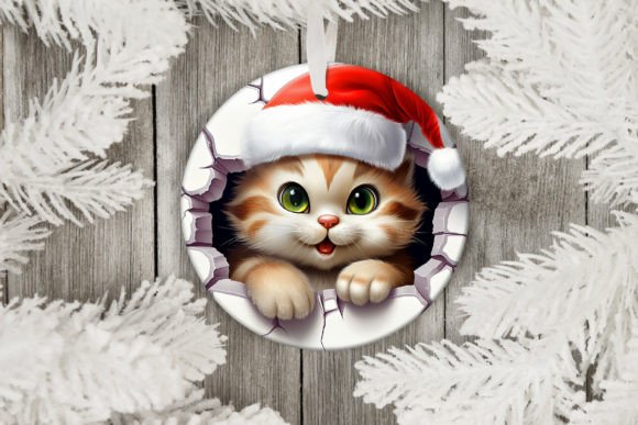 Sublimiertes Weihnachtsornament mit Katze