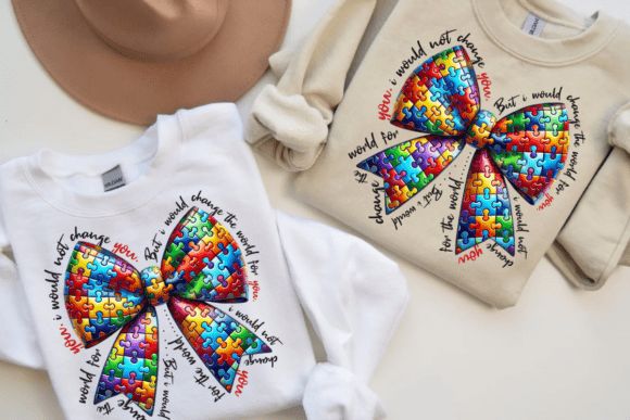 Bedruckte Shirts mit farbigem Schleifenmotiv
